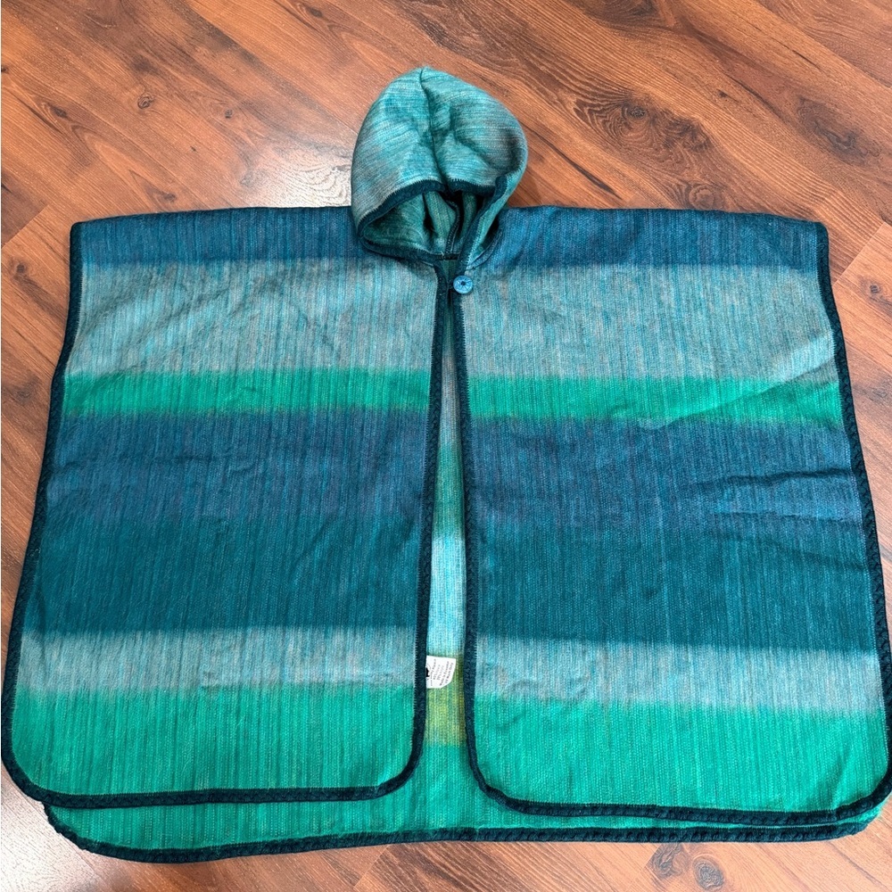 The funky Alpaca poncho alpaca blend green blue One Size